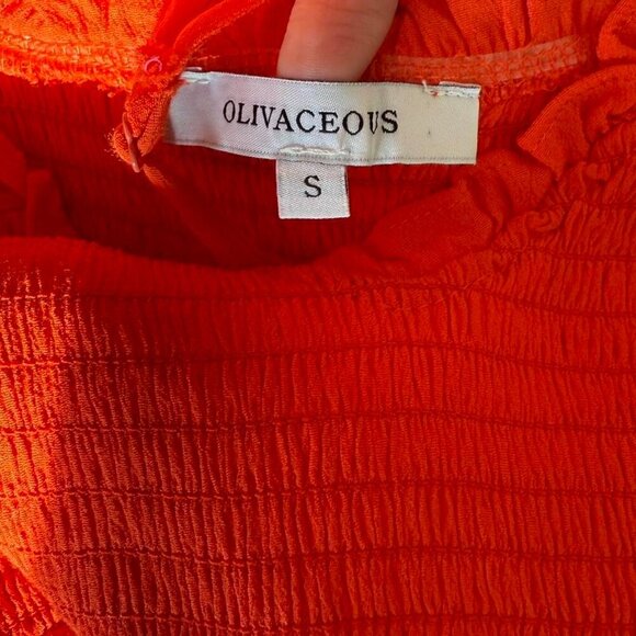 Olivaceous Smocked Ruffle Mini Dress | Red/Orange | Women’s Size Small - Picture 4 of 4